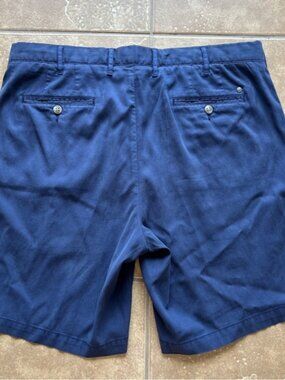 Peter Millar Men's Navy Blue Bedford Cotton Blend Shorts Size 36